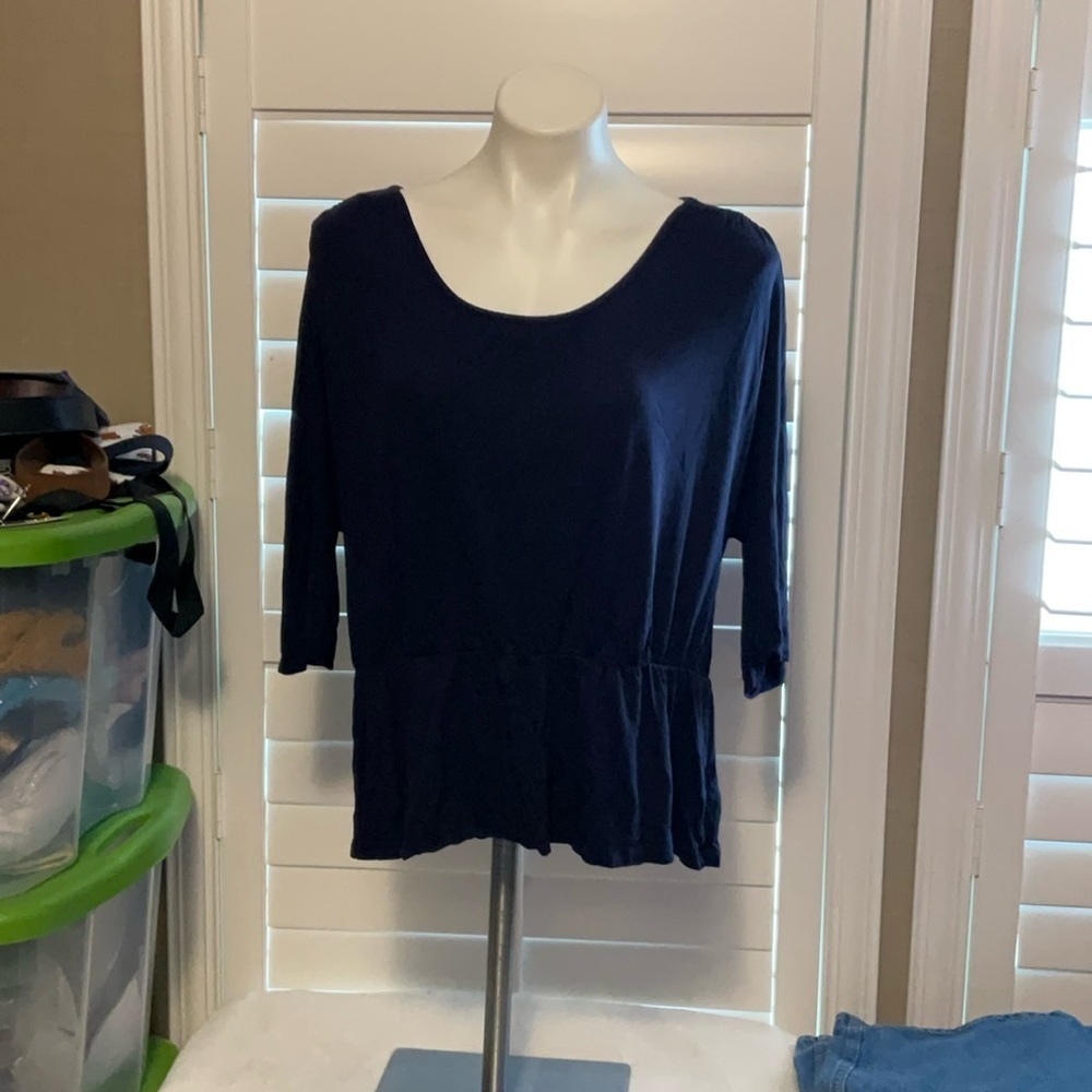 Merona Black 3/4 Sleeve Fitted Blouse